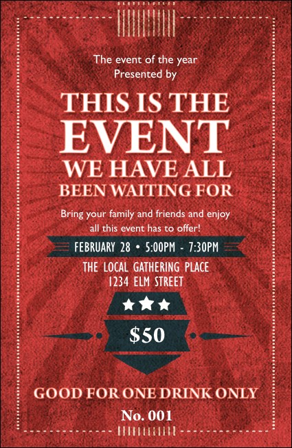 Retro Sunburst Drink Ticket Product Front