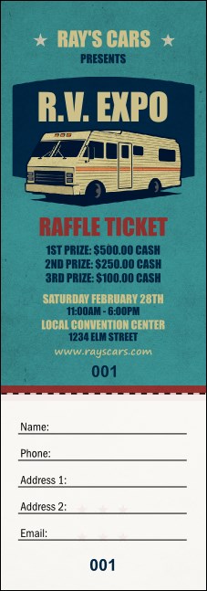 RV Expo Raffle Ticket Product Front