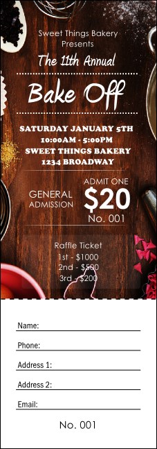 Baking Raffle Ticket Product Front