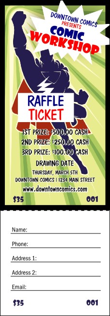 Comic Book Raffle Ticket Product Front