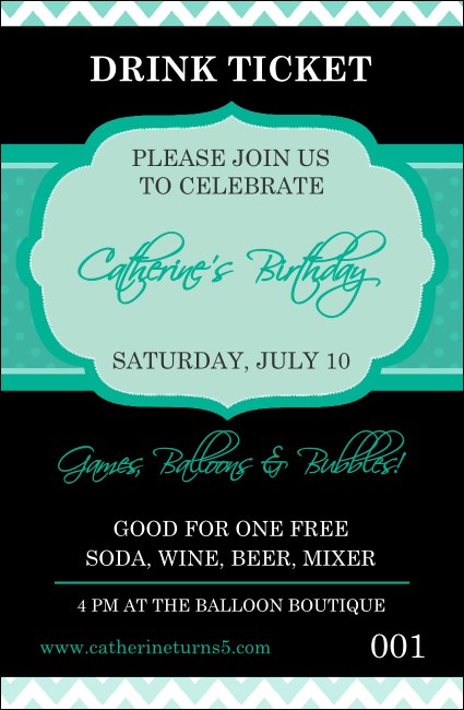 Happy Birthday Chevron Drink Ticket Product Front