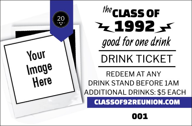 Class Reunion Mascot Blue Drink Ticket Product Front