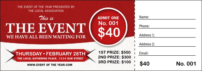 Red Raffle Ticket Product Front