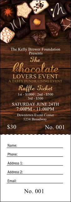 Chocolate Raffle Ticket Product Front