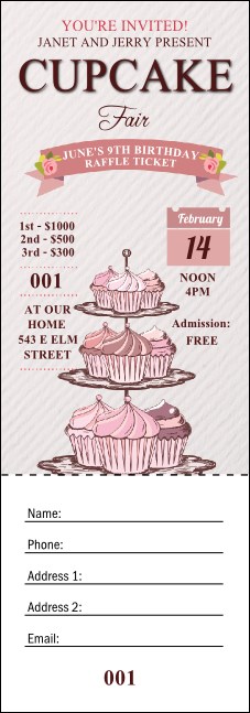 Cupcake Raffle Ticket Product Front
