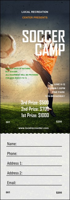 Soccer Camp Raffle Ticket Product Front