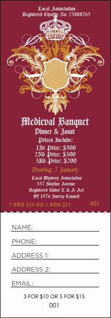 Medieval Banquet Raffle Ticket Product Front