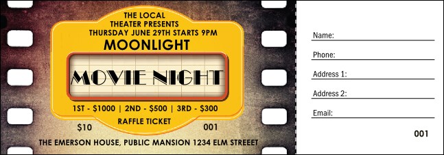 Movie Strip Raffle Ticket Product Front
