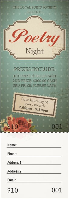 Poetry Raffle Ticket Product Front