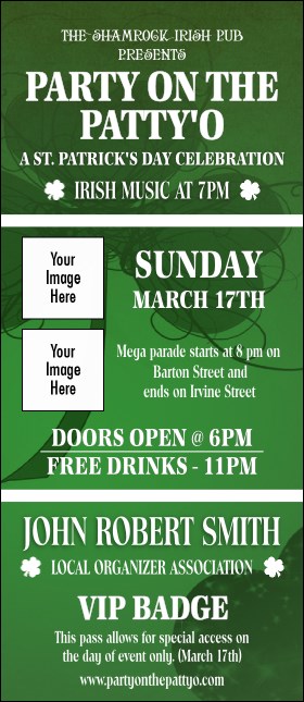 St Patrick's Day Shamrock VIP Event Badge Large Product Front