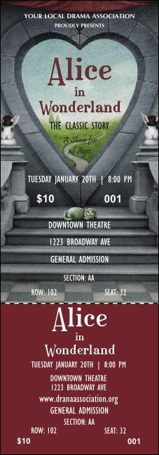 Alice in Wonderland Reserved Event Ticket Product Front