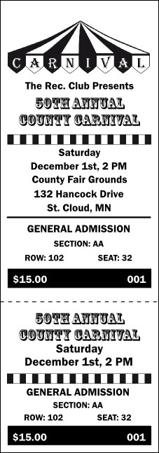 Carnival 001 Reserved Event Ticket Product Front