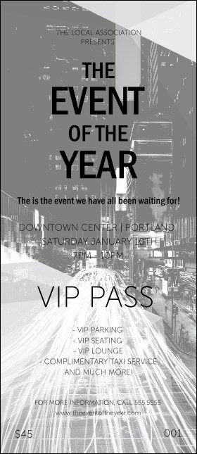 All Purpose Building and Streetlights Black and White VIP Pass Product Front