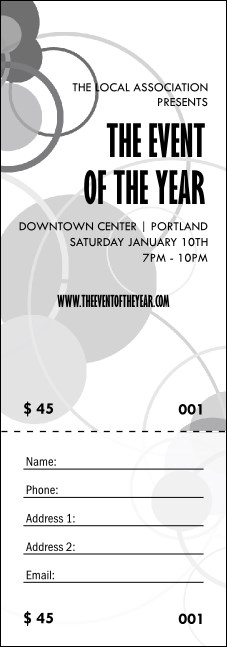 All Purpose Circles Black and White Raffle Ticket Product Front