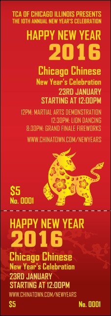 Chinese New Year Ox Event Ticket Product Front