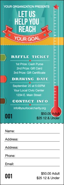 Fundraising Thermometer Raffle Ticket 0007 Product Front