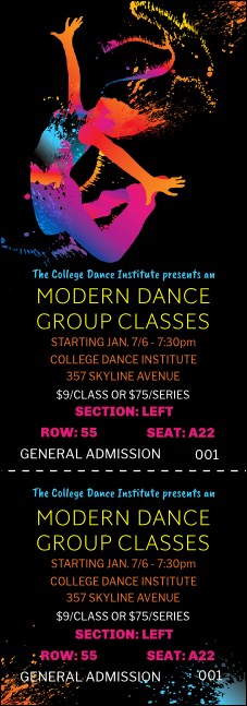 Modern Dance Reserved  Black  Event Ticket