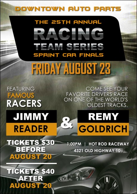 Auto Racing Postcard Mailer Product Front