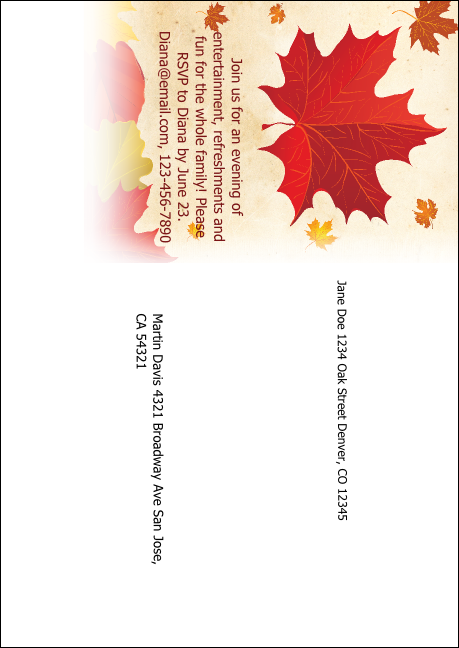 Fall Leaves Postcard Mailer Product Back
