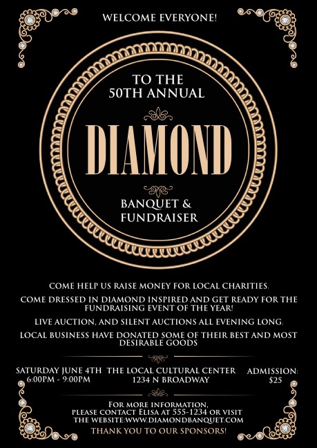 Diamonds Black  Postcard Mailer Product Front