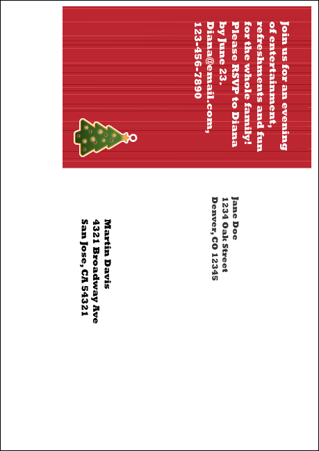 Holiday Tree  Postcard Mailer Product Back