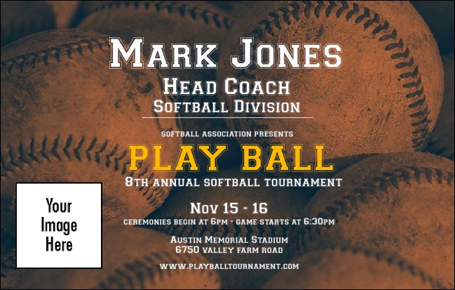 Softball Brown Economy Event Badge Product Front