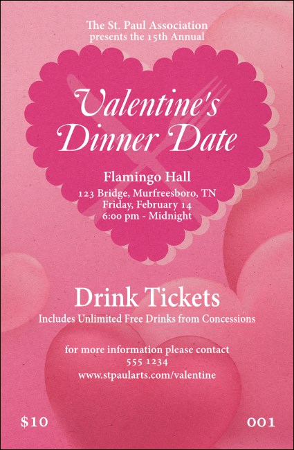 Valentine's Dinner Date  Drink Ticket Product Front