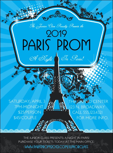 Paris Blue and Black Invitation Product Front