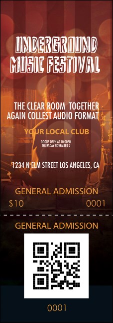 Alternative Music QR Event Ticket Product Front