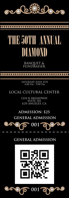 Diamonds QR Event Ticket Product Front
