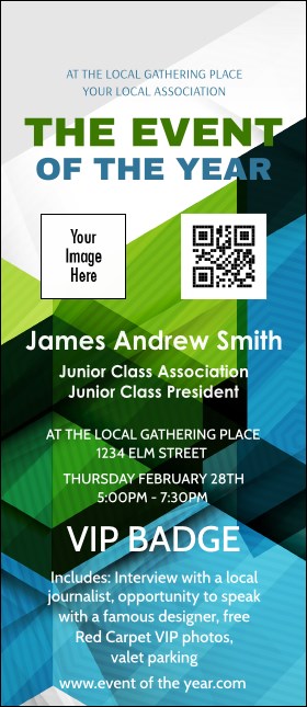 All Purpose Hex VIP Event Badge Large Product Front