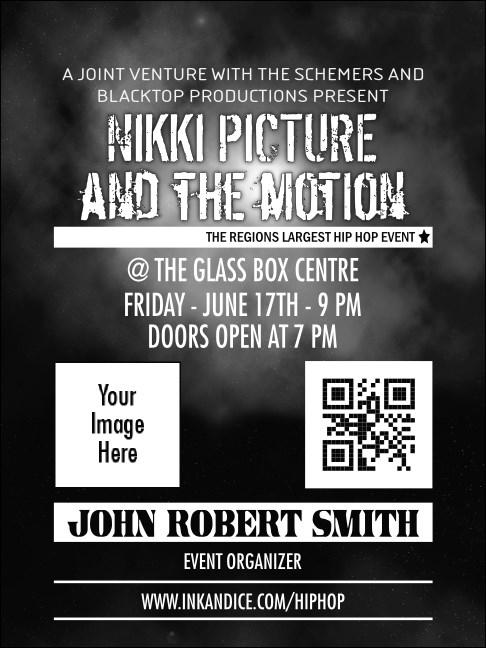 Galaxy Hip Hop Black and White Economy Event Badge Product Front