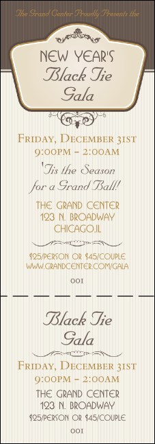 Classic Brown Pinstripe Event Ticket Product Front
