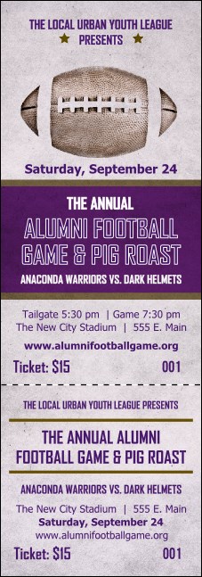 Football Purple Event Ticket Product Front