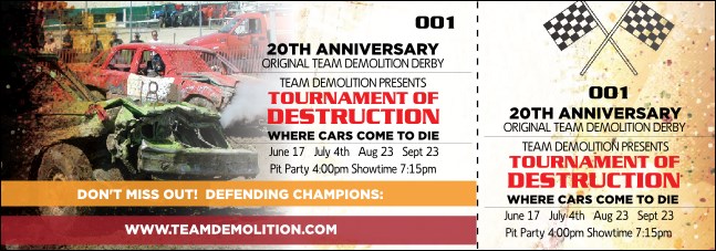 Crash Zone Event Ticket Product Front