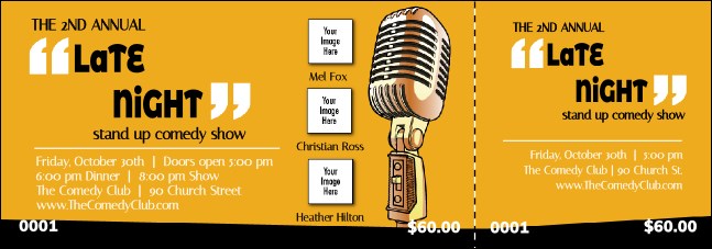 Comedy Retro Microphone Event Ticket