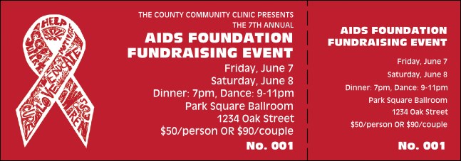 AIDS Fundraising Event Ticket Product Front