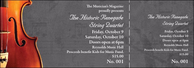 Violin Event Ticket (gray) Product Front