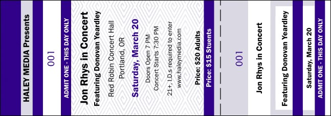 Purple Two-Tone General Admission Ticket Product Front