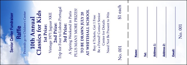 Blue Skies Raffle Ticket Product Front