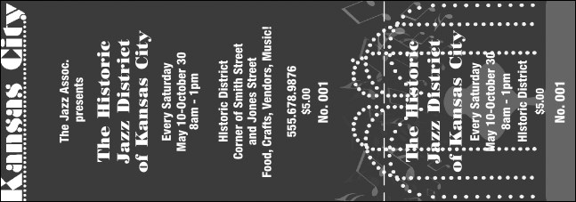 Kansas City General Admission Ticket with stub (Black & white)