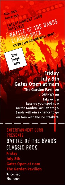 Rock Concert Red Event Ticket Product Front