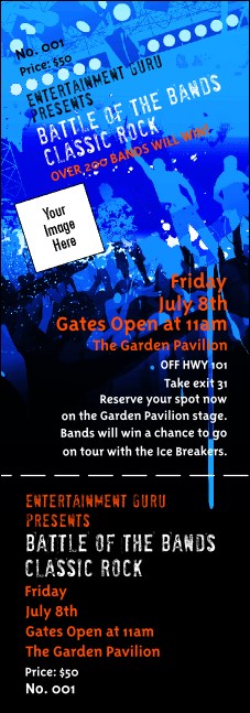 Rock Concert Blue Event Ticket Product Front