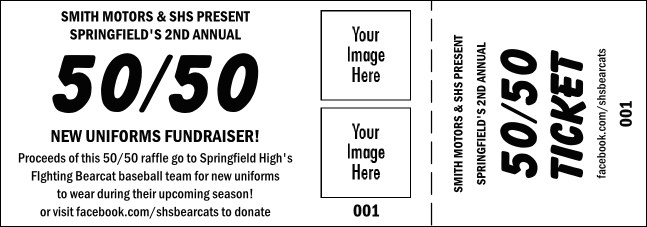 Dual Logo Cash Prize Raffle Ticket Product Front