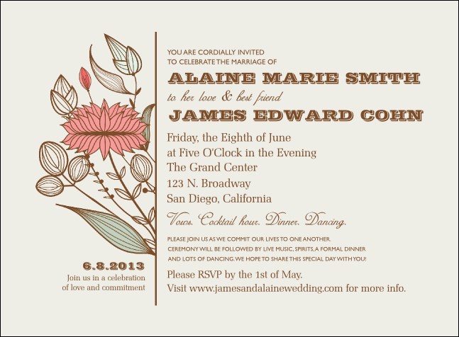 Wedding Flower Motif Invitation Product Front
