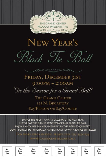 Classic Black Pinstripe Logo Poster Product Front