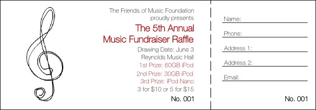 Music Festival 1 Raffle Ticket Product Front