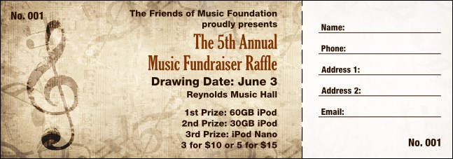 Music Festival 2 Raffle Ticket Product Front