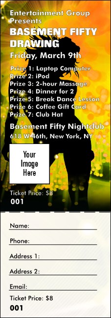 Nightclub Yellow Raffle Ticket