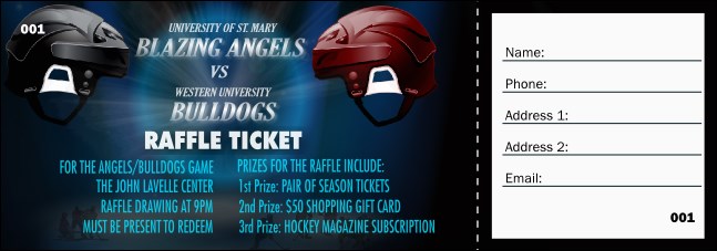 Hockey Faceoff Raffle Ticket Product Front